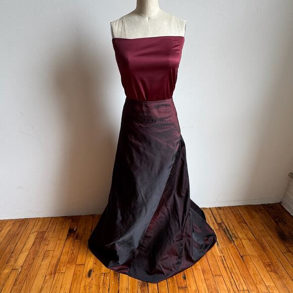 Rare Vintage 2000's CALVIN KLEIN Silk Taffeta Maxi Skirt and Strapless Top Set - Picture 1 of 16